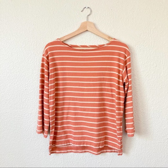 Madewell Striped Boatneck Size Top X Small Coral - Picture 2 of 13